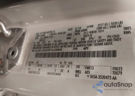 2015 Lincoln Mkc z USA, uszkodzony, nr VIN 5LMTJ2AH3FUJ32805